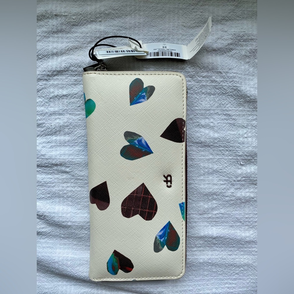 Heart Patterned Cream Wallet